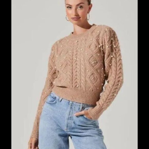 ASTR The Label Pearl Embellished Sweater size M - Picture 1 of 11